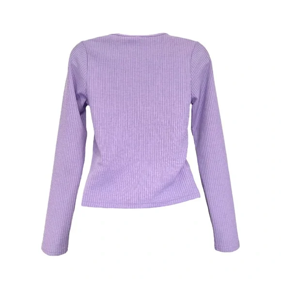 DIVIDED, H&M+ Ribbed Light Purple Cardigan Size Small - Picture 5 of 6